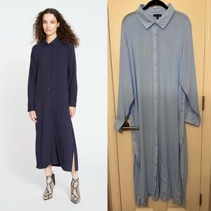 Universal Standard Sally Liquid Jersey Shirt Dress Long Sleeve Cover Up S Blue